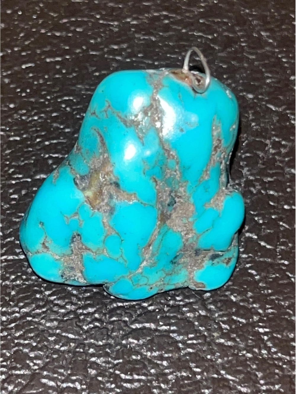 Native American Navajo handmade sterling silver turquoise chunk pendant
